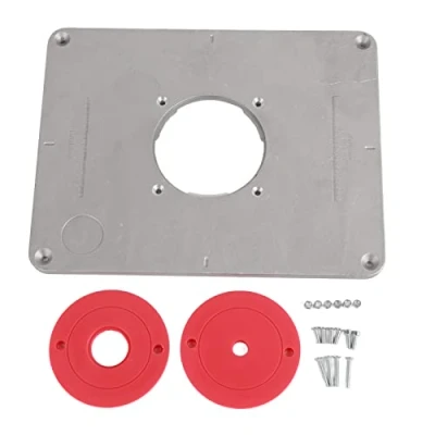 Image de Plaque d&#039;Insertion de Table Routeur en Alliage d&#039;Aluminium Router Insert Plate avec Bague Toupie Plastique et Vis Montage pour Bancs Menuiserie
