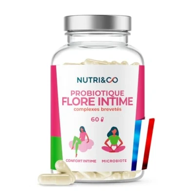 Image de NUTRI &amp; CO Probiotique Flore Intime 6 Souches dont Lactobacillus Crispatus + 2 Complexes Brevetés SynbAEctive® Microbiote 60 Gélules Gastro Résistantes Conditionné en France