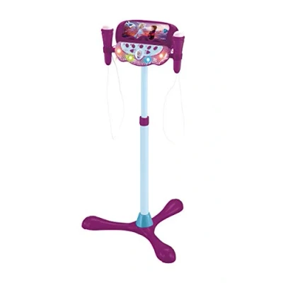 Image de Microphone Reine des Neiges sur pied ajustable lumineux avec enceinte, 2 Micros et Effets vocaux