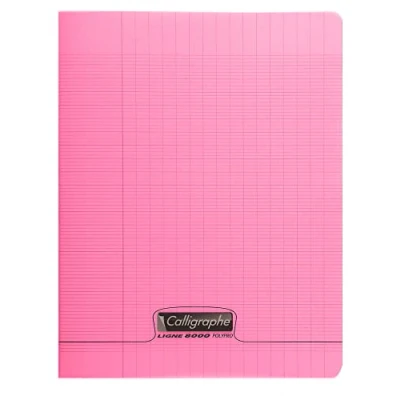 Image de Calligraphe 18101C Un Cahier Agrafé Rose (une Marque de Clairefontaine) 17x22 cm 48 Pages Grands Carreaux Papier Blanc 90 g Couverture Polypro Transparent