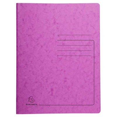 Image de Exacompta Réf. 240227E Carton de 25 chemises classement à ressort en carte lustrée 355 g/m² couverture imprimée chemise certifiée FSC® dimensions 24 x 32 cm pour format A4 rose