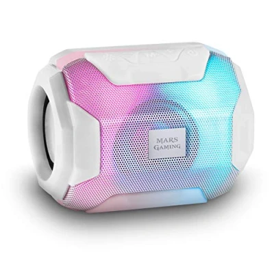 Image de Mars Gaming MSBAX, Haut Parleur Bluetooth RGB, Compact, 10W, USB/MicroSD/Radio, Blanc