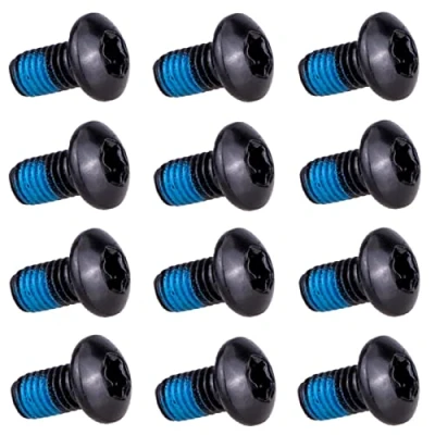 Image de T TAKONE Lot de 12 vis frein à disque vélo M5 x 10 mm anodisées T25 pour VTT, route, VTT (noir)