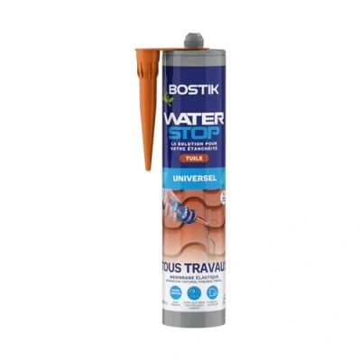 Image de Bostik Membrane d&#039;Étanchéité Waterstop Jointe, Colle, Rebouche Réparation de Fuites, Infiltrations, Fissures Tous Matériaux Directe Sans Primaire MS Polymère Tuile Cartouche 290 ml