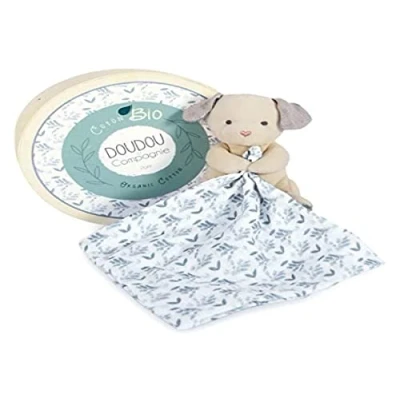 Image de DOUDOU et Compagnie Chien Plat BIO Bleu 25 cm BOTANIC DC3965