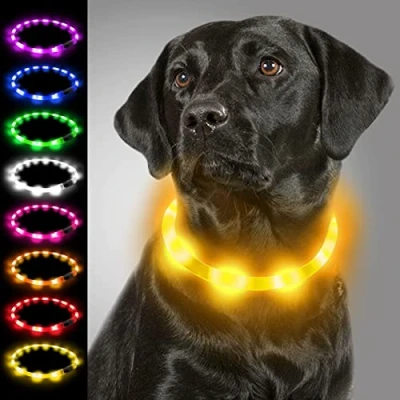 Image de Joytale Collier Lumineux Chien, de Chien Rechargeable USB, Clignotant LED avec 3 Modes Sécurité Réglables pour Petits, Moyens et Grands Chiens, Jaune
