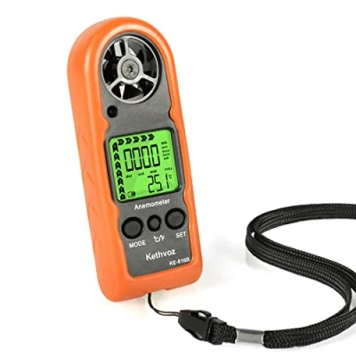Image de Mini Anemometre Portable VMC, Kethvoz Exterieur Jauge de Vitesse du Vent Numérique avec Max/AVG/Valeur Actuelle Mesure 0 30 m/s Débit d&#039;Air et Température KE 816B