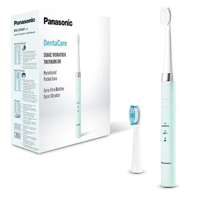Image de Panasonic EW DM81 G503 Brosse à dents électrique, 2 têtes incluses, minuteur, modes de fonctionnement, design ergonomique, 31 000 mouvements par minute, vibrations sonores, vert