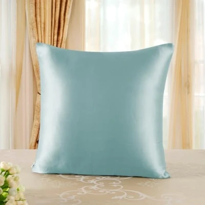 Image de townssilk Housse d&#039;oreiller en Soie de mûrier 100% 19mm sur Les Deux côtés de,pour la santé des Cheveux et Peau, Taille 65x65cm avec Fermeture éclair cachée, Aquagreen