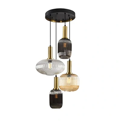 Image de SCHULLER Lampe Circulaire à intensité Variable avec 4 suspensions Norma Noires