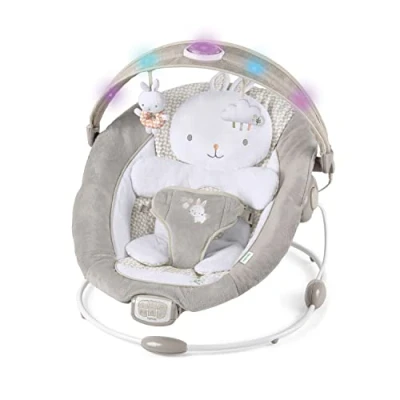Image de Ingenuity, Transat et Siège Sauteur Twinkle Tails, 7 Mélodies Vibrations Apaisantes, Arche de Lumière Jeu Amovible, 2 Jouets D’activités, Ultra Doux, Dès la Naissance à 9 kg