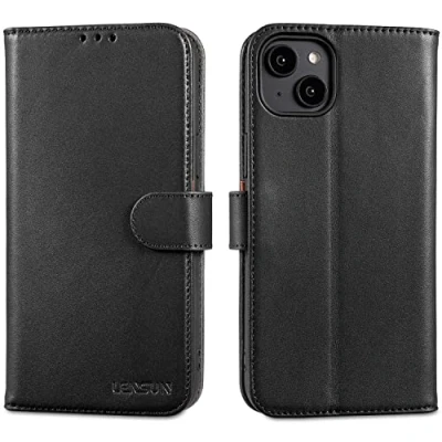 Image de LENSUN Coque pour iPhone 14 Plus, Étui Cuir Véritable Portefeuille Housse [RFID Blocage] avec Rangements Cartes et Fermoir Magnétique Compatible Apple Plus (6,7&quot;)