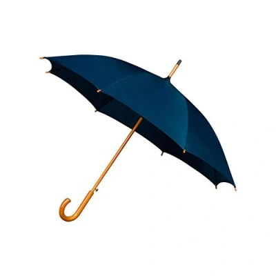 Image de Falconetti Parapluie long UNISEXE Homme &amp; Femme Diamètre de plus d&#039;1 Mètre Système d&#039;Ouverture Automatique ROBUSTE avec Manche et Poignée canne en Bois Bleu (Bleu foncé)