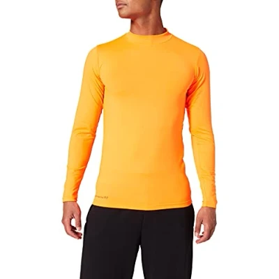 Image de UHLSPORT DISTINCTION COLORS BASELAYER Sous Maillot Manche Longues Matière Légère Coupe Moulante Ajustée orange fluo FR : M (Taille Fabricant M)