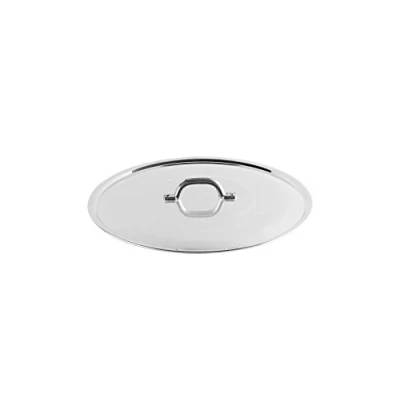 Image de Pentole Agnelli FAMA2918 Couvercle Plat avec poignée, Bord et Pont, Type Lourd en Aluminium BLTF, Argent Poli, 18 cm