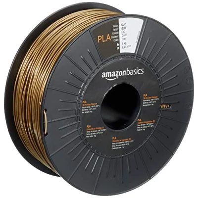Image de Amazon Basics Filament PLA pour imprimante 3D, 1.75 mm, D&#039;or, Bobine, 1 kg