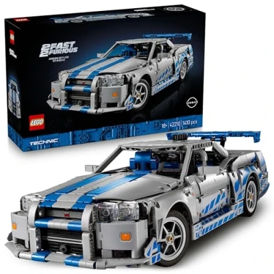 Image de LEGO Technic Voiture Nissan Skyline GT R (R34) 2 Fast Furious Maquette de pour Adulte Fonction Drift, Direction, Suspension &amp; Moteur 6 Cylindres Cadeau Collector Fans 42210