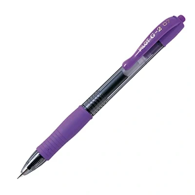 Image de PILOT 14654 Stylo bille G2 7 Fun écriture moyenne 0,4 mm encre gel rétractable corps translucide grip caoutchouc Viole