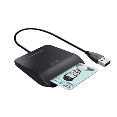 Image de Trust Lecteur DNI, Compatible avec Toutes Les Cartes Conforme FIPS 201, TAA et ISO 7816 Classe A, B, C, câble de 100 cm, USB Plug &amp; Play