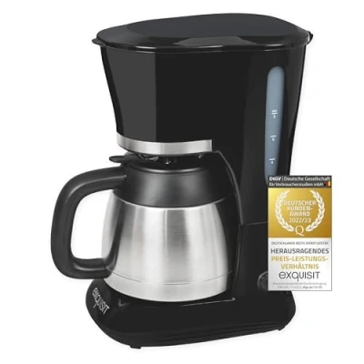Image de Exquisit KA 6501 Sw Cafetière isotherme avec verseuse en acier inoxydable Noir 800 W 4 à 8 tasses Capacité 1 l