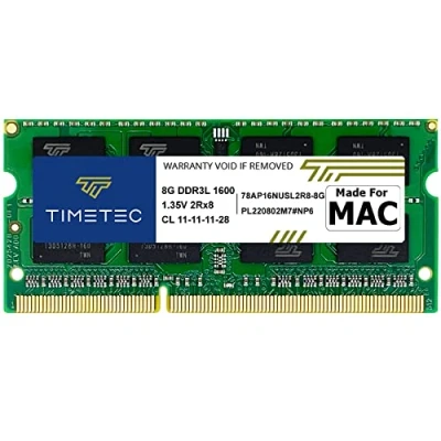 Image de Timetec 8 Go Compatible pour Apple DDR3L 1600 MHz PC3L 12800 Mac Book Pro(début/Fin 2011,mi 2012), iMac (mi 2011,Fin 2012, début/Fin 2013, Fin 2014,mi 2015),Mac Mini 2012) RAM