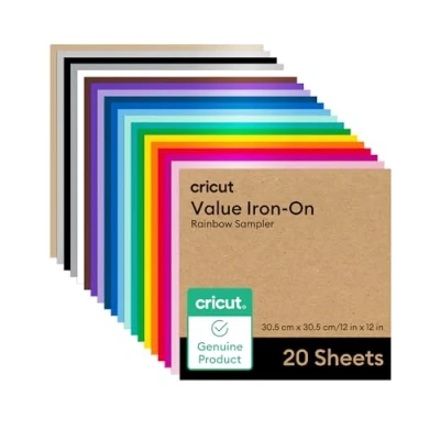 Image de Cricut Lot de 20 feuilles vinyle à repasser 30,5 x cm Pour une utilisation avec toutes les machines découpe