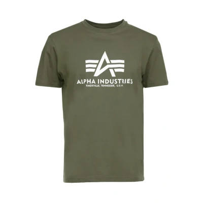 Image de Alpha Industries Tshirt imprimé, Homme, Taille: Medium, Dark oliv