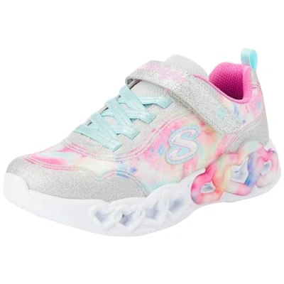 Image de Skechers Girls Baskets, Silver Sparkle Mesh/Multi Trim, 36 EU