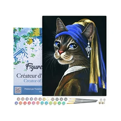 Image de Figured&#039;Art Peinture par Numéro Adulte avec Cadre la jeune minette à perle Activité Manuelle Kit de Loisir Créatif DIY d&#039;Art Complet 40x50cm toile tendue sur châssis