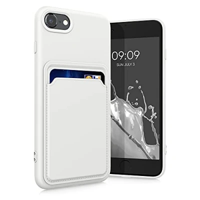 Image de kwmobile Housse Compatible avec Apple iPhone SE (2022) / (2020) 8 7 Coque de téléphone Compartiment Carte en Silicone Blanc