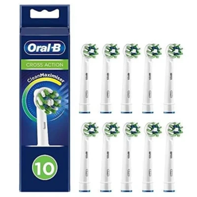 Image de Oral B CrossAction Lot de 10 brossettes brossage avec poils CleanMaximiser pour le nettoyage la bouche