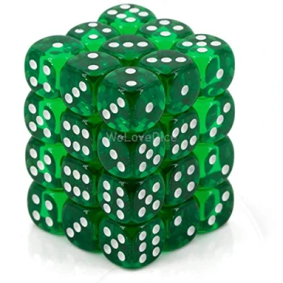 Image de Chessex D&amp;D CHX23805 Jeu de dés polyédriques en Plastique Vert translucide et Blanc, 12 mm, Donjons Dragons avec 36 D6, Divers