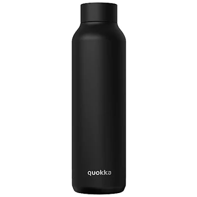 Image de Quokka Solid Jet Black 850 ML Bouteille d&#039;eau en Acier Inoxydable avec Isolation par Double Paroi Gourde Reutilisable sans BPA maintient Le Liquide Froid jusqu&#039;à 24h, Chaud 12h