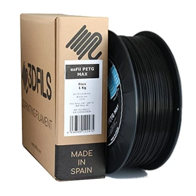 Image de 3DFILS Filament PETG noir pour impression 3D (1,75 mm/1 kg, noir)