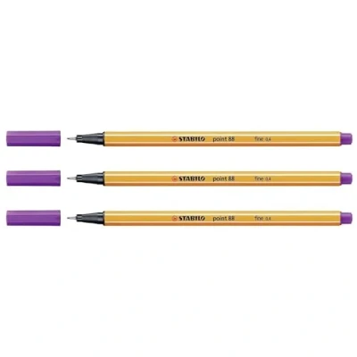 Image de STABILO Lot de 3 Stylo Feutres POINT 88 Pointe Fine 0,4 mm Lilas