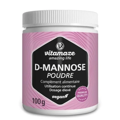 Image de D Mannose Poudre à Forte Dose 2000mg Soins Urinaires Boîte de 100g pour un Apport Permanent Qualité Allemande, Complement Alimentaire sans Additifs Inutiles