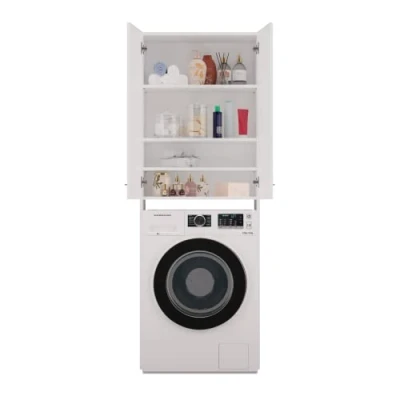 Image de 3E 3xE living.com Armoire de Salle Bain pour Machine à Laver : D: p: 30 cm, l: 64 h: 180 Blanc