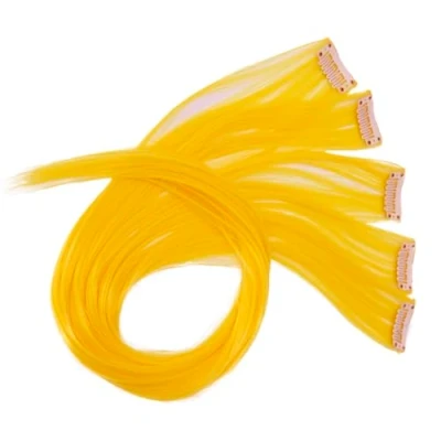 Image de CAISHA 60 cm Coloré Mèche Mèches Extension à Clip De Cheveux Raides Longs Postiche Jaune BST121