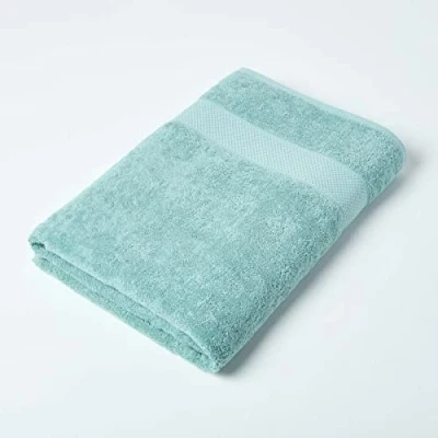 Image de HOMESCAPES Maxi Drap de Bain 100% Coton Vert Menthe, 100 x 180 cm