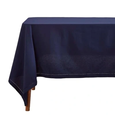 Image de HOMESCAPES Nappe de Table carrée, Linge en Coton uni Bleu Marine 137 x cm