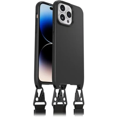 Image de OtterBox React Lanyard coque avec MagSafe pour iPhone 14 Pro Max, de protection ultra fine collier réglable et amovible, testé selon les normes militaires, Noir Livré sans emballage