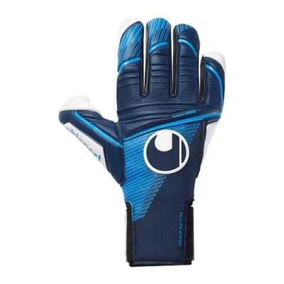 Image de uhlsport Absolutgrip Tight HN Gants de Gardien But Football pour Enfants et Adultes Coupe ajustée Un Maintien Optimal, 8, Bleu Marine/Bleu Fluo/Blanc
