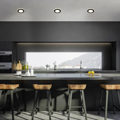Image de BRILONER Lot de 3 spots encastrables LED 230V avec fonction veilleuse, surfaces et anneaux commutables séparément, mémoire, spot LED, plafond, encastrables, 93x30mm, noir