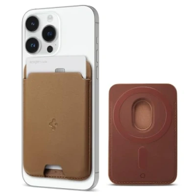 Image de Spigen MagSafe PU leather Wallet Marron Apple iPhone