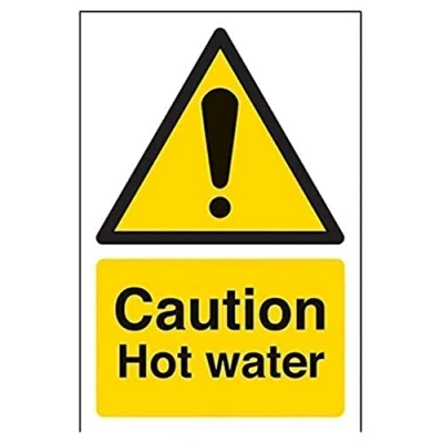 Image de vsafety 62006 ag s Panneau d&#039;avertissement &quot;Attention Eau Chaude Température, autocollant, Portrait, 100 mm x 150 mm, noir/jaune