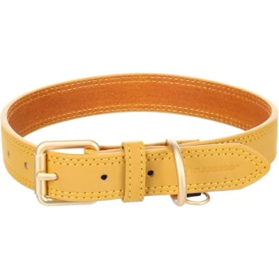 Image de Flamingo Collier pour Chien Virginia Jaune L 43 53cm 25mm avec Un Anneau étiquette d&#039;identification Cousu Une Plus Grande résistance