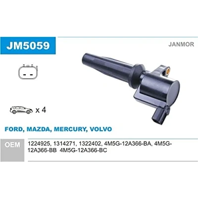 Image de JANMOR JM5059 Bobine d&#039;allumage FORD: Focus 2, S Max Mk1, C Max, MAZDA: 3 5 portes, Berline, VOLVO: V70 3, S40 II, S80 II