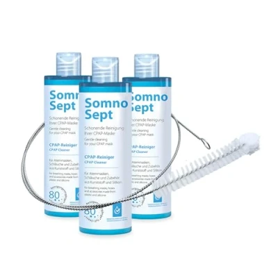 Image de SomnoSept Kit de Nettoyage CPAP 3 nettoyant 400 ml et 1 brosse tuyau oxyhero 120 cm, 15 mm en profondeur du masque