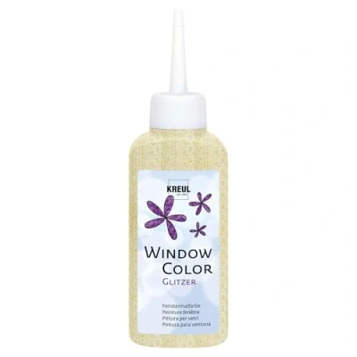 Image de Kreul 42727 Window Color Or 80 ml, Peinture pour fenêtres Scintillante à Base d&#039;eau, Surfaces Lisses comme Le Verre, Les miroirs et Carreaux, Gold, Set de Pièces