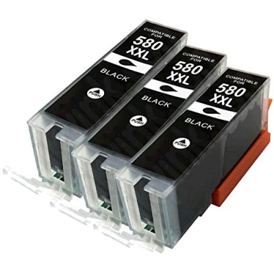 Image de 3X PIGMENTÉ Noir PGI 580PGBK XXL compatibles Cartouches d&#039;encre pour Canon Pixma TR7550 TS6150 TS6151 TS6251 TS6350 TS6351 TS705 TS8150 TS8152 TS8250 TS8251 TS8252 TS8352 TS9150 TS9550 TS9551 TS9551C